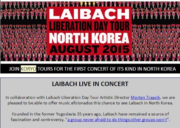 북한, 유럽 라이바흐 밴드 공연 투어 진행